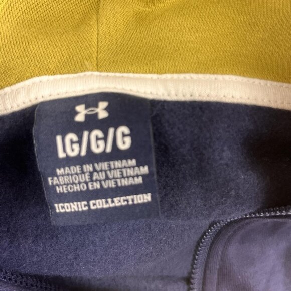 Notre Dame Fighting Irish Hoodie Mens Large Blue White Gold Under Armour Iconic - Picture 3 of 15